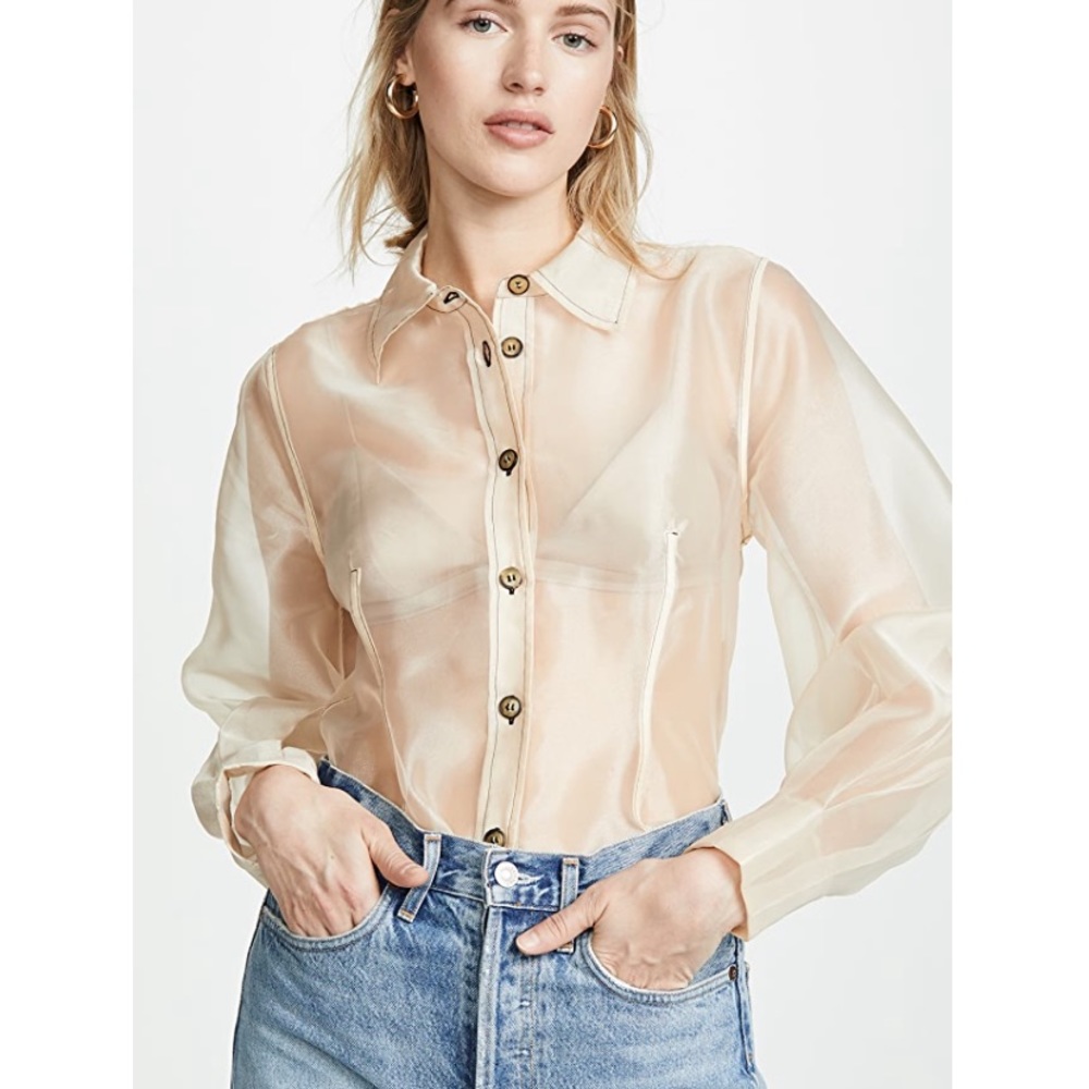 Ganni sheer organza blouse